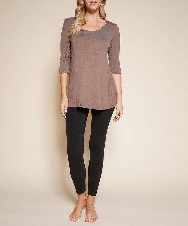 BAMBOO ELBOW TUNIC T mocha