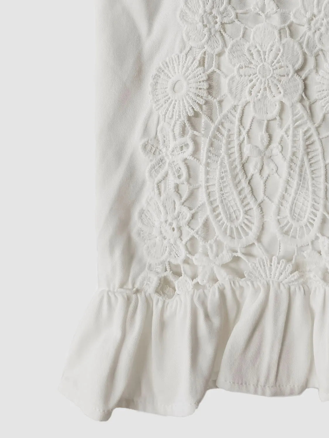 V-Neck Lace Flounce Sleeve Top | Blouses Daverri Fashions