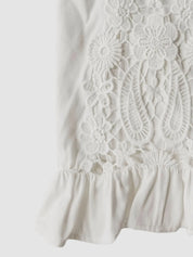 V-Neck Lace Flounce Sleeve Top | Blouses Daverri Fashions
