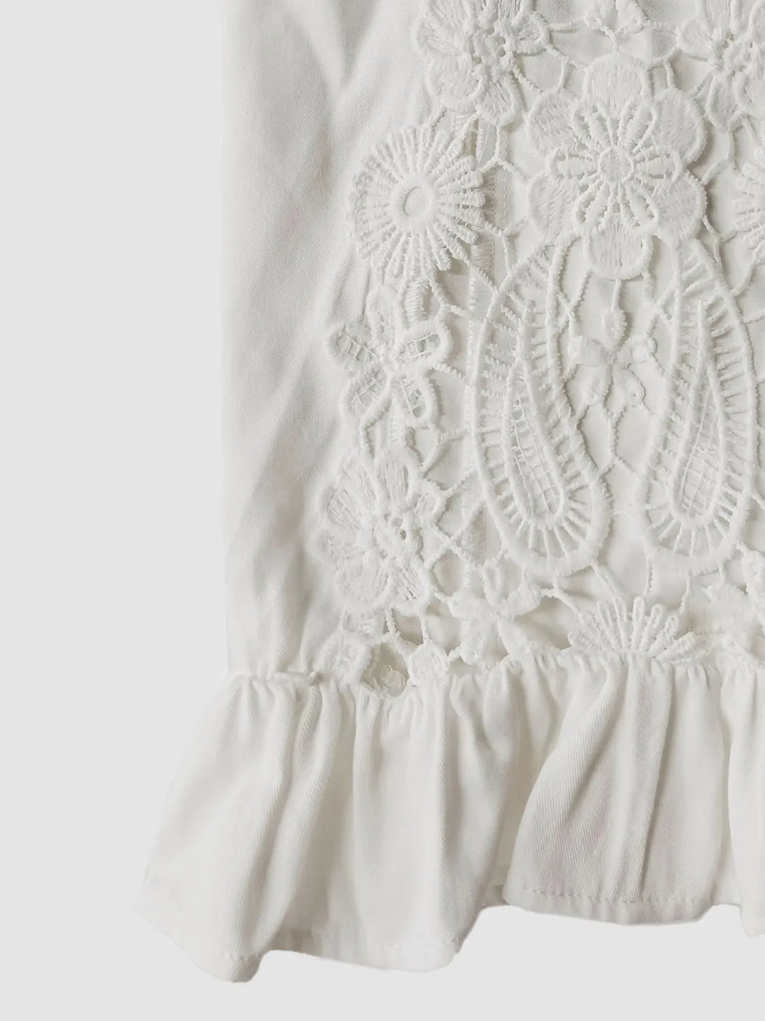 V-Neck Lace Flounce Sleeve Top | Blouses Daverri Fashions