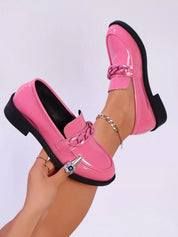 Round Toe Chain Detail Loafers | Shoes Daverri Fashions