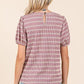Mittoshop Contrast Striped Short Puff Sleeve Knit Top Tops