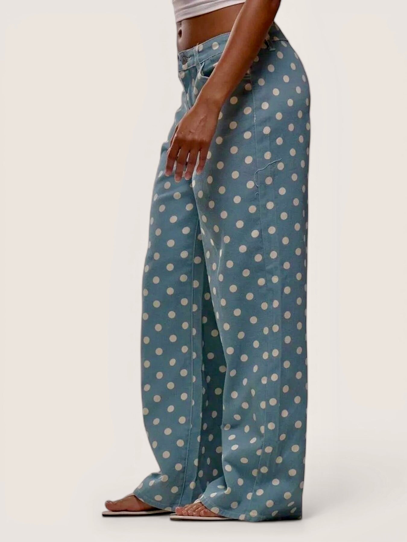 Daverri Polka Dot Wide Leg Jeans