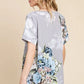 BOMBOM Floral Round Neck Short Sleeve T-Shirt