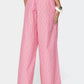 Pink and white striped high-waist wide-leg pants