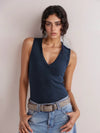 Solid V-Neck Tank - DAVERRI FASHIONS
