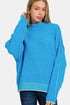 Exposed Seam Mock Neck Long Sleeve Sweater Deep Sky L XL Sweaters