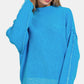Exposed Seam Mock Neck Long Sleeve Sweater Sweaters