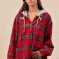 BiBi Brushed Plaid Hooded Jacket - DAVERRI FASHIONS