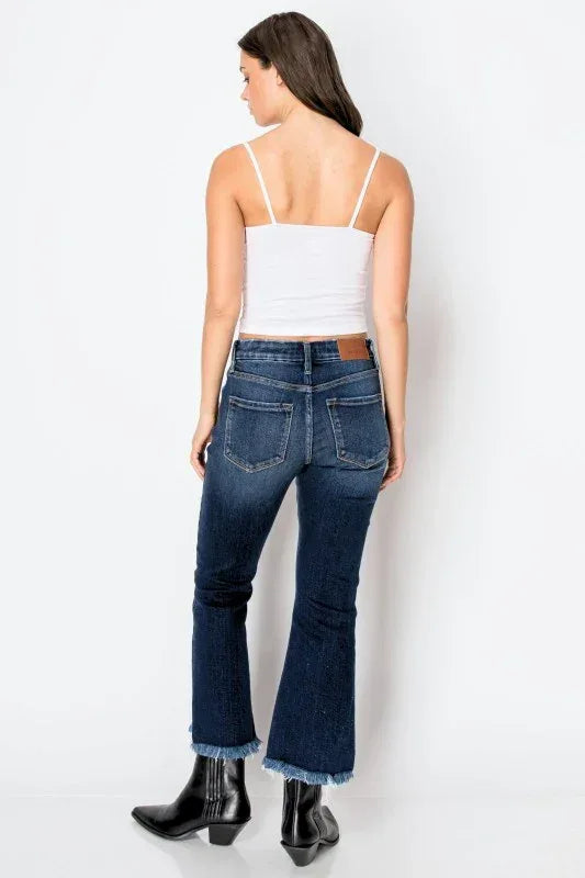 Artemis Vintage Colle High Rise Crop Flare Jeans - DAVERRI FASHIONS