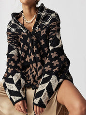 Collared Neck Long Sleeve Cardigan | Cardigans Daverri Fashions