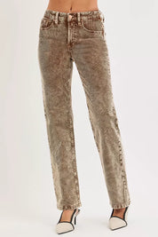 MOCHA RISEN Tummy Control Mid Rise Straight Leg Corduroy Pants | Pants Daverri Fashions