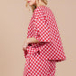 Ces Femme Checkered Round Neck Top and Shorts Set Outfit Sets