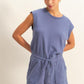 HYFVE Round Neck Cap Sleeve Drawstring Waist Romper Dusty Blue L Rompers