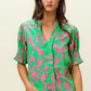 BiBi Smocked Cuff Floral Contrast Top Tops