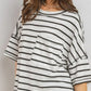 Ces Femme Side Slit Striped Round Neck Half Sleeve T-Shirt - DAVERRI FASHIONS