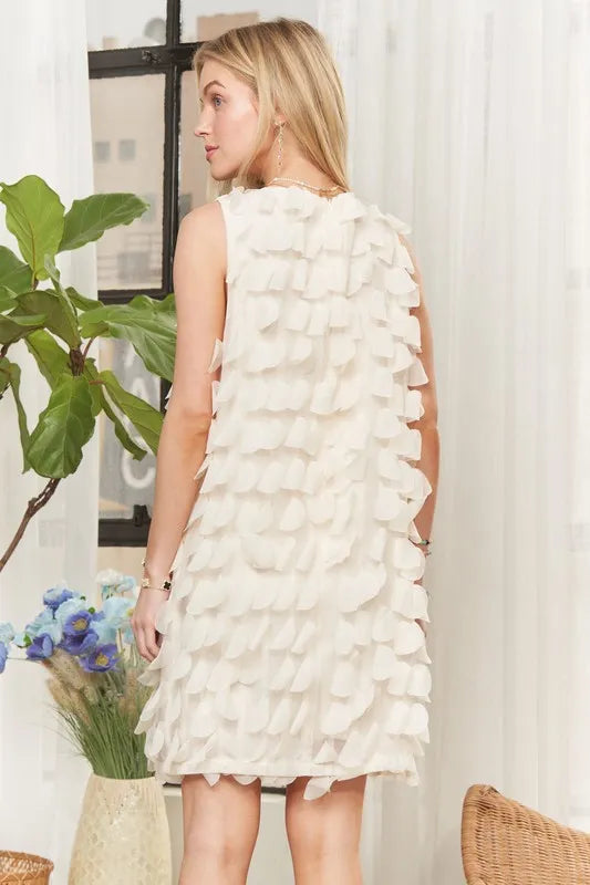 ADORA Sleeveless Shift 3D Petal Dress Knee Length Dresses