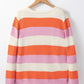 Color Block V-Neck Long Sleeve Sweater - DAVERRI FASHIONS
