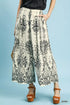 Umgee Border Print Wide Leg Pants in cream with black floral paisley