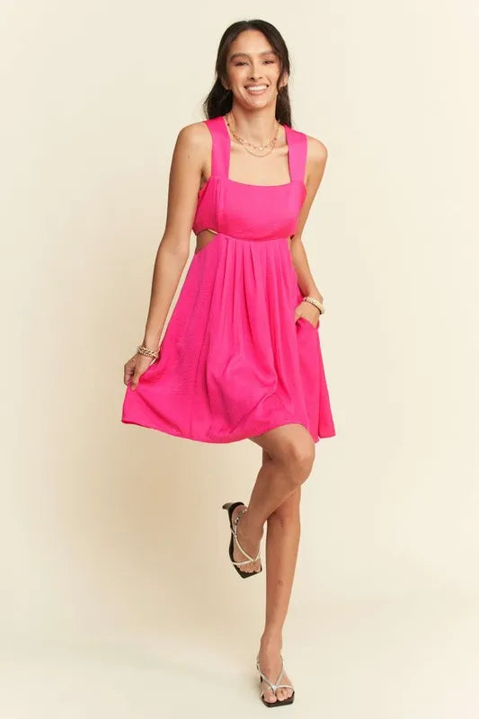 Davi & Dani Washed Satin Cutout Skirt Bandeau Mini Dress | Daverri Fashions