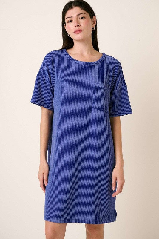 Mittoshop Urban Rib Knit Short Sleeve Tee Dress