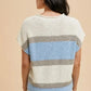Annie Wear Low Gauge Color Block Textured Sweater Top - DAVERRI FASHIONS