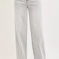 RISEN Slouchy Baggy Jeans in light-wash high-rise wide-leg denim with rolled cuffs