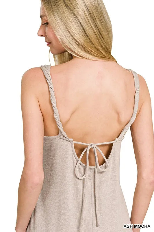 Zenana French Terry Twisted Strap Midi Dress | Daverri Fashions