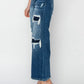 Risen Full Size High Rise Patch Detailed Wide Leg Crop Jeans - DAVERRI FASHIONS