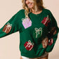 BiBi Sequin Christmas Gift Box Embroideries Pullover - DAVERRI FASHIONS
