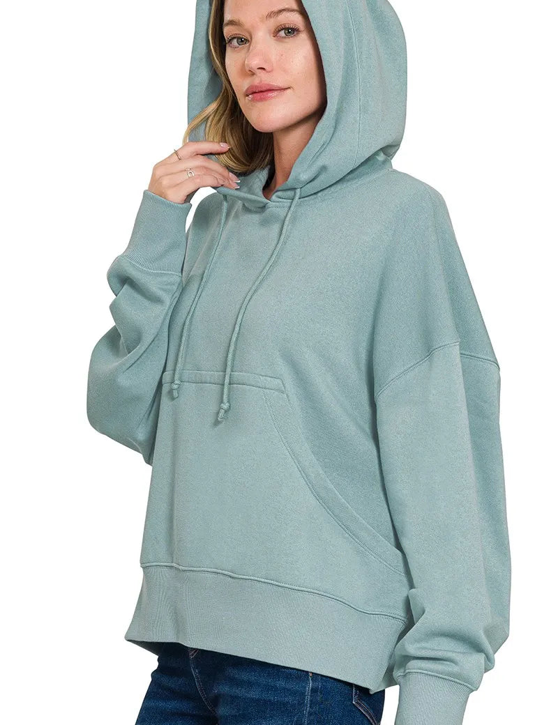 Zenana Oversized Fleece Kangaroo Pocket Hoodie | Hoodies Daverri Fashions