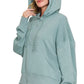 Zenana Oversized Fleece Kangaroo Pocket Hoodie - DAVERRI FASHIONS
