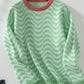 Wavy Striped Round Neck Sweater - DAVERRI FASHIONS