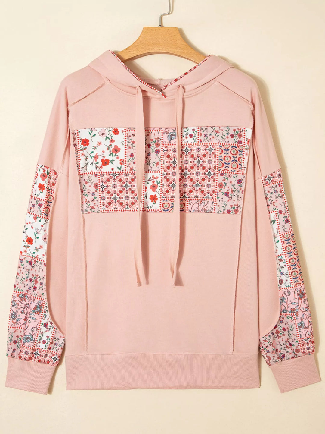 Floral Print Drawstring Long Sleeve Hoodie | Hoodies Daverri Fashions