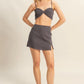 HYFVE Charcoal Ruched Bra Top and Mini Skirt Set CHARCOAL Skirt Sets
