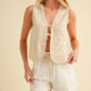 Aemi+Co Embroidered Tied Front Vest Coat