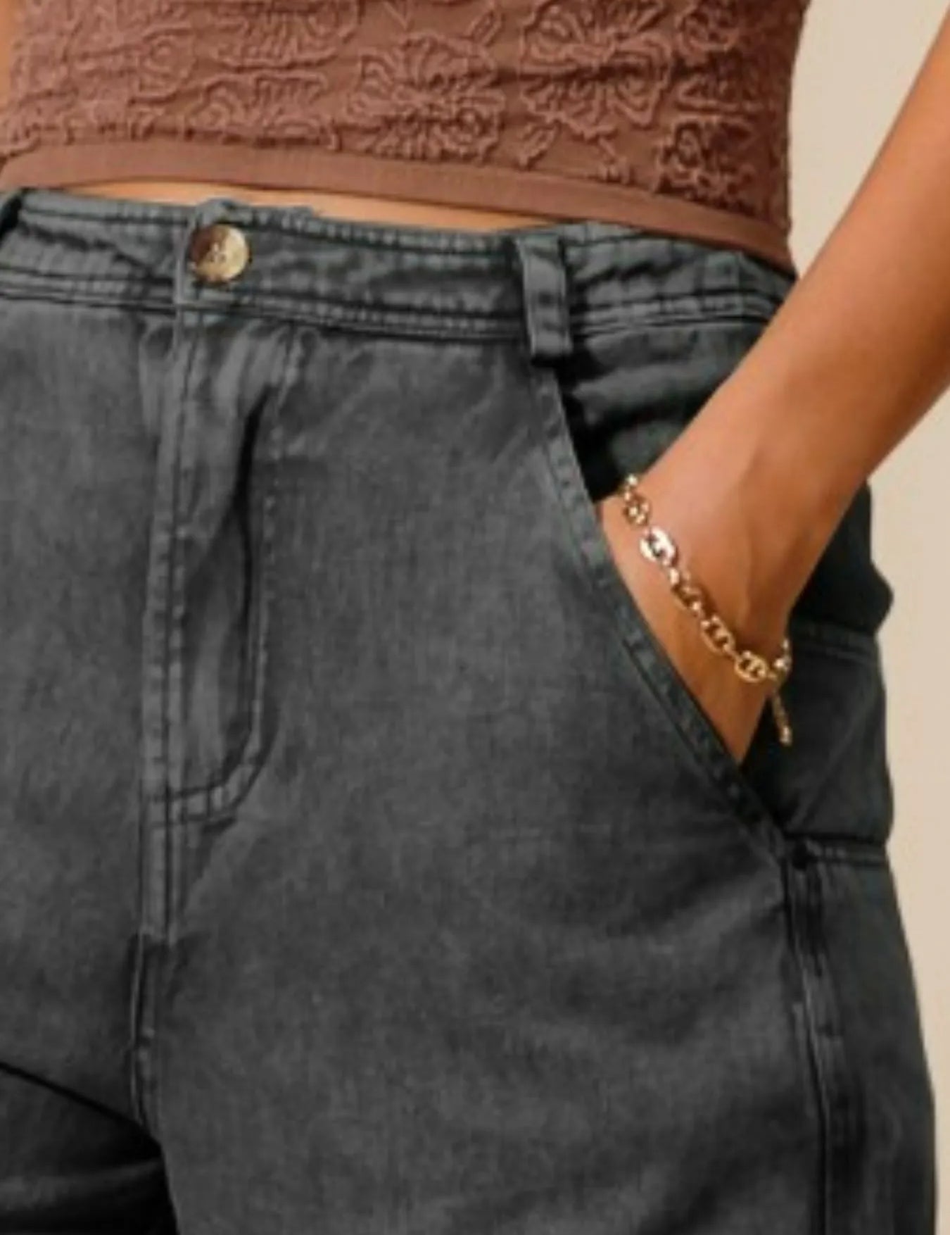 SO ME Mineral Washed Mid Rise Barrel Shape Pants | Jeans Daverri Fashions