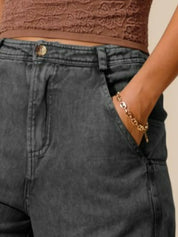 SO ME Mineral Washed Mid Rise Barrel Shape Pants | Jeans Daverri Fashions