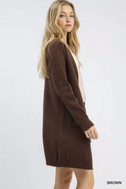 Umgee Button-Down Longline Sweater Cardigan with Front Pockets | Cardigans Daverri Fashions