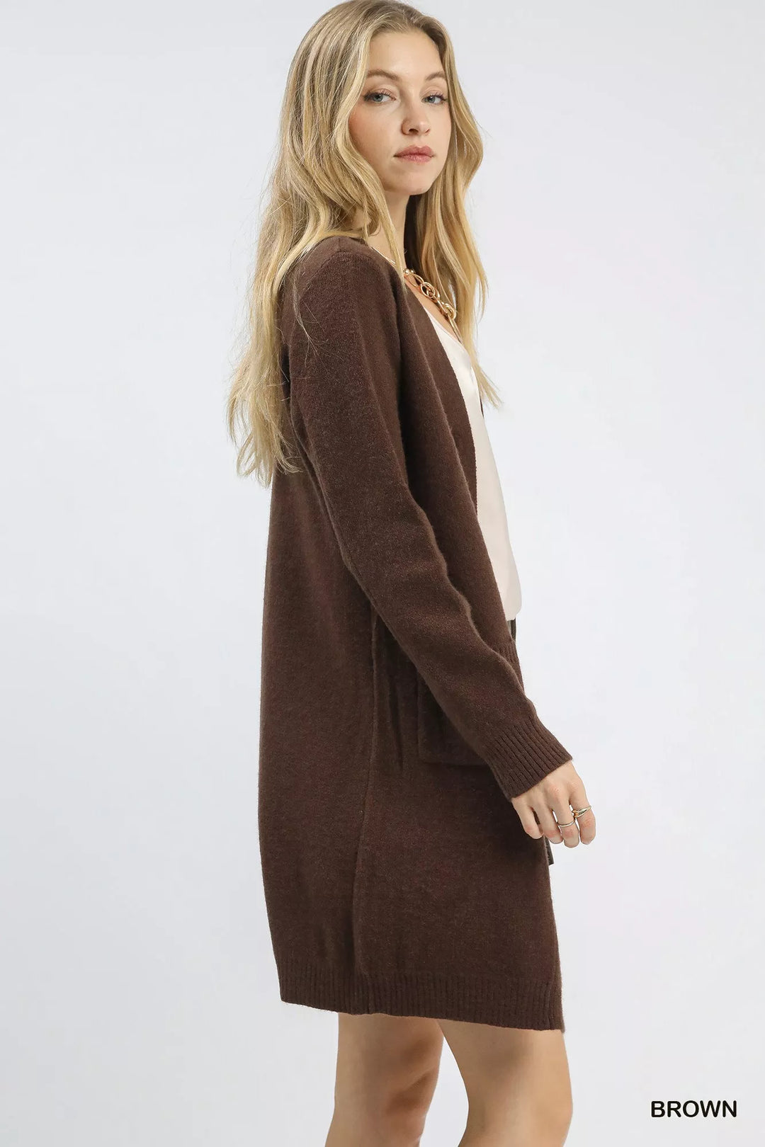 Umgee Button-Down Longline Sweater Cardigan with Front Pockets | Cardigans Daverri Fashions