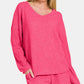 Zenana V-Neck Long Sleeve Ribbed Top and Shorts Set Short Sets