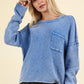 VERY J Mineral Washed Exposed Seam Sweater Blue Sweaters