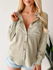 Button-Down Collared Neck Denim Shirt | Shirts Daverri Fashions