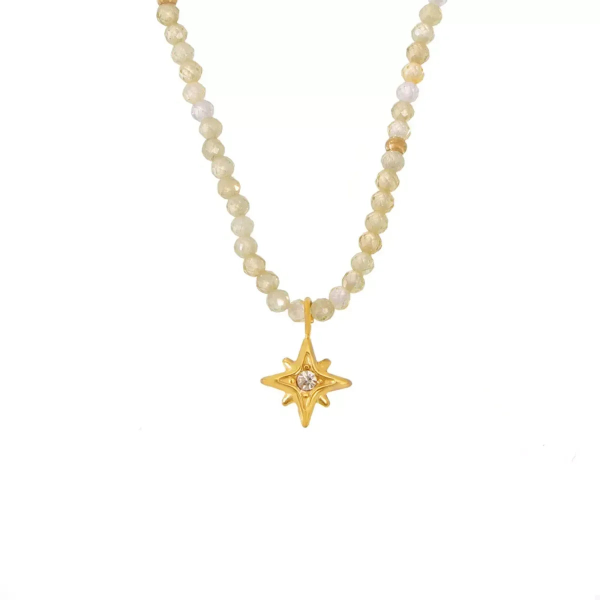 18K Gold-Plated Star Pendant Necklace with Zircon - DAVERRI FASHIONS