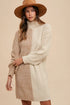 Annie Wear Color Block Turtleneck Sweater Dress Taupe Knee Length Dresses