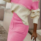 Two-Tone Ribbed Knit Top and Skirt Sweater Set - DAVERRI FASHIONS