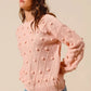 SO ME Pom Pom Textured Knit Sweater Top - DAVERRI FASHIONS