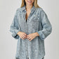 RISEN Distressed Raw Hem Denim Shirt - DAVERRI FASHIONS