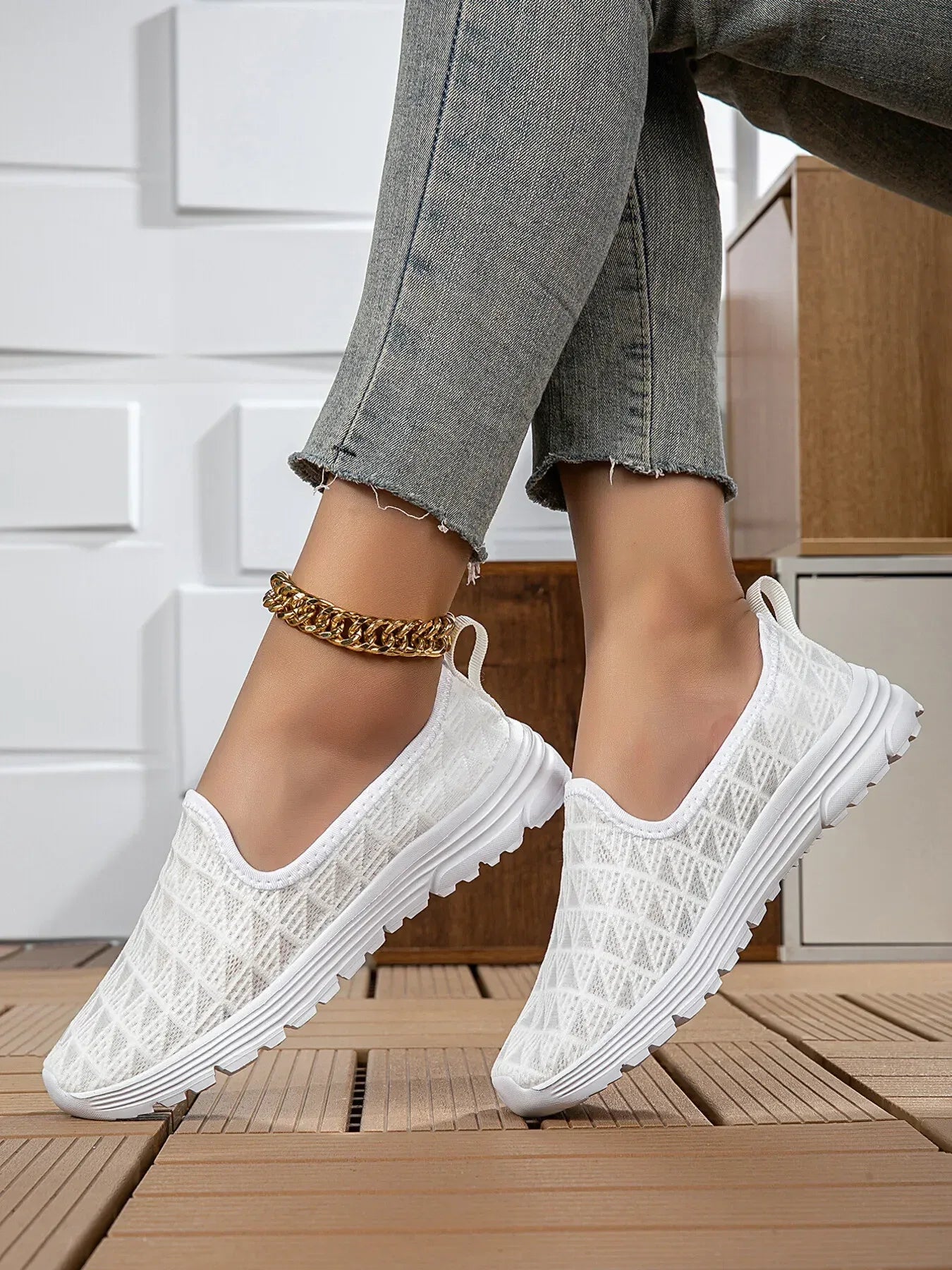 Breathable Mesh Slip-On Sneakers - DAVERRI FASHIONS