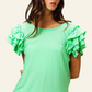 BiBi Birdseye Texture Layered Ruffle Top
